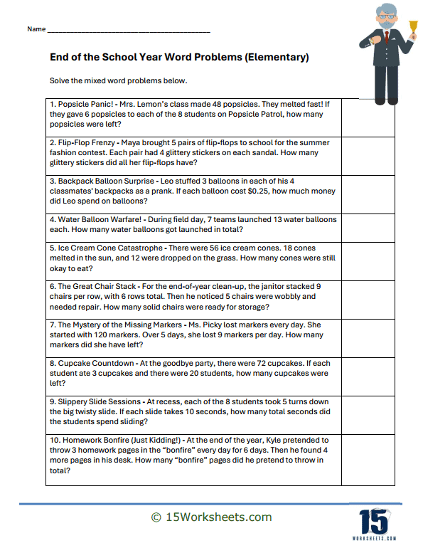 Summer Sums Worksheet