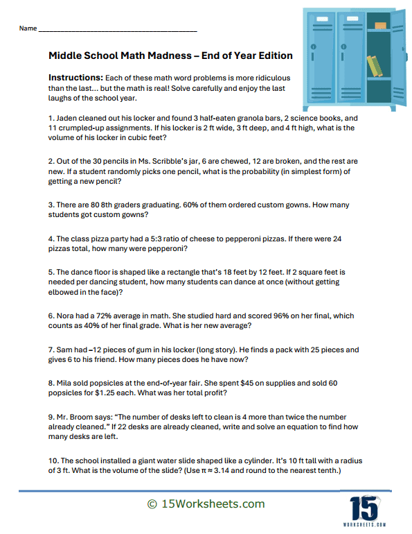 Math Mayhem Worksheet