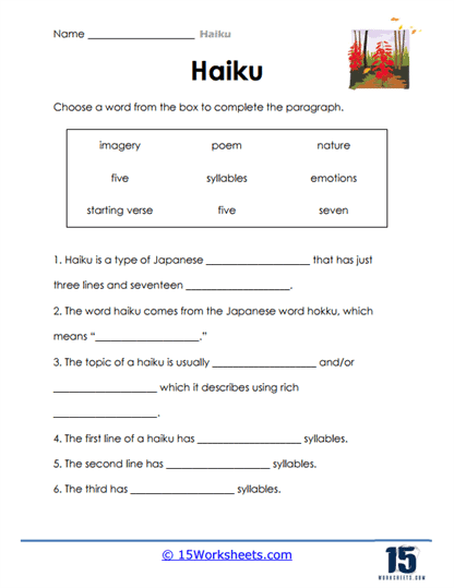Haiku Helper Worksheet