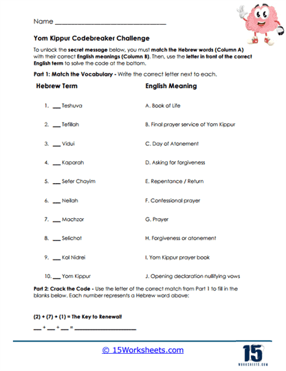 Holy Decoder Worksheet