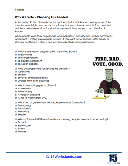Voting Voice Worksheet