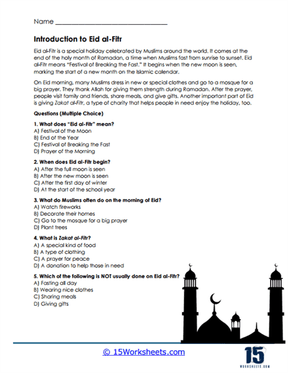 Eid al-Fitr Worksheets