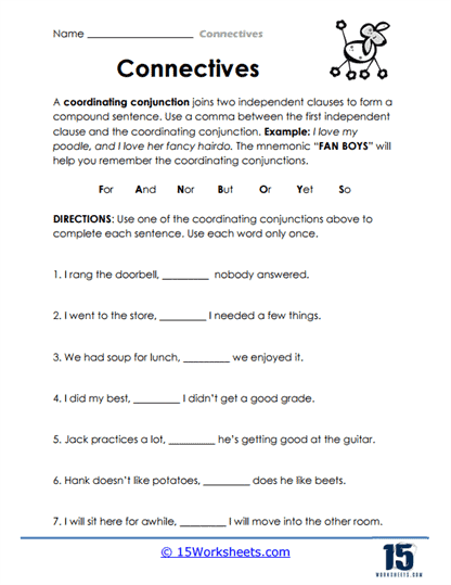 Connective Worksheets