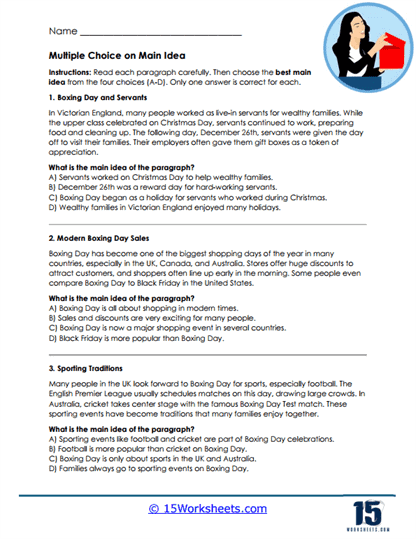 Main Idea Match Worksheet