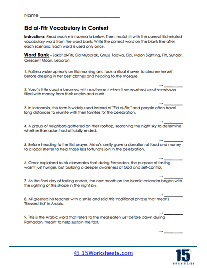 Words in Use Worksheet