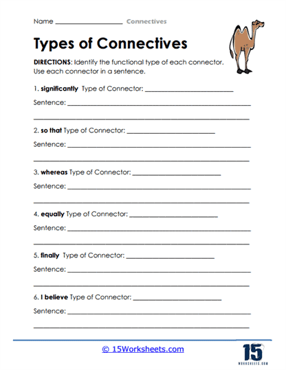 Connector Classify Worksheet