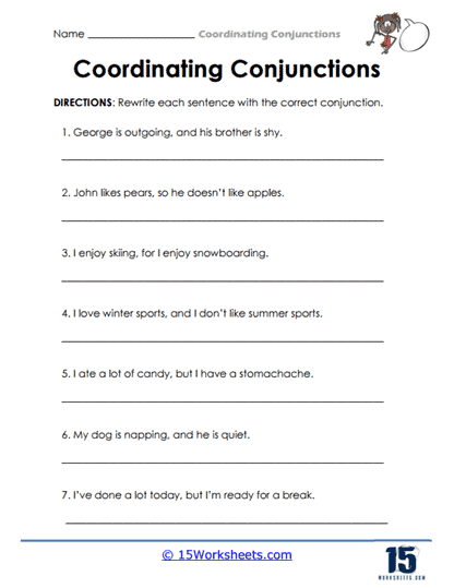 Conjunction Switch Worksheet