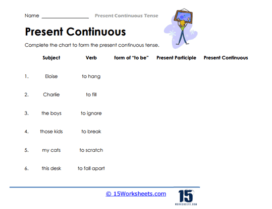 Tense Builder Worksheet