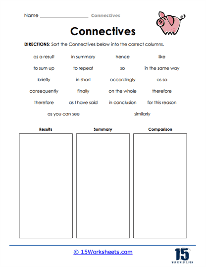 Connective Sorter Worksheet