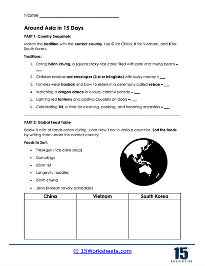 Around Asia Worksheet