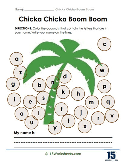 Chicka Chicka Boom Boom Worksheets