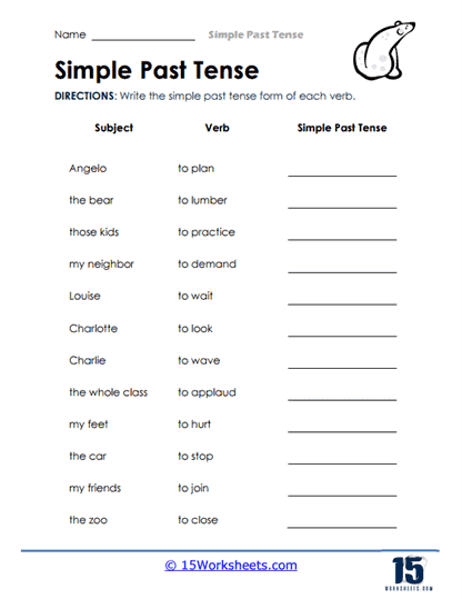 Verb Switcher Worksheet