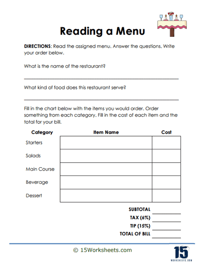 Total Tab Worksheet