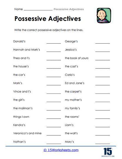 Adjective Matcher Worksheet