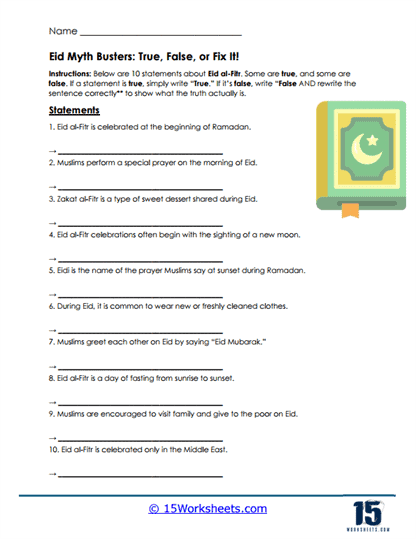 Eid Facts Check Worksheet