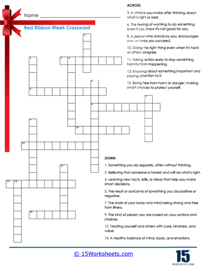 Crossword Commitment Worksheet