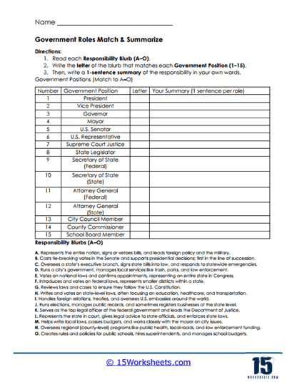 Role Match Worksheet