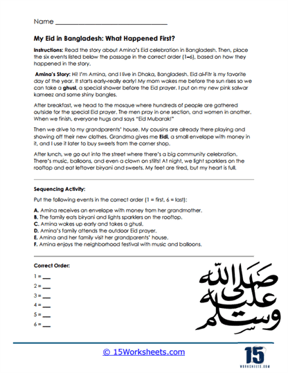 My Eid in Bangladesh Worksheet