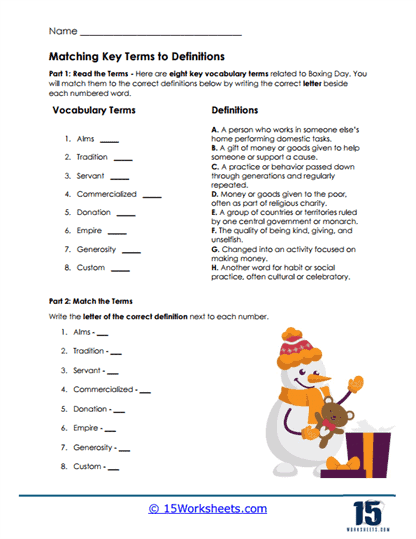 Word Match-Up Worksheet