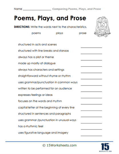 Genre Matcher Worksheet