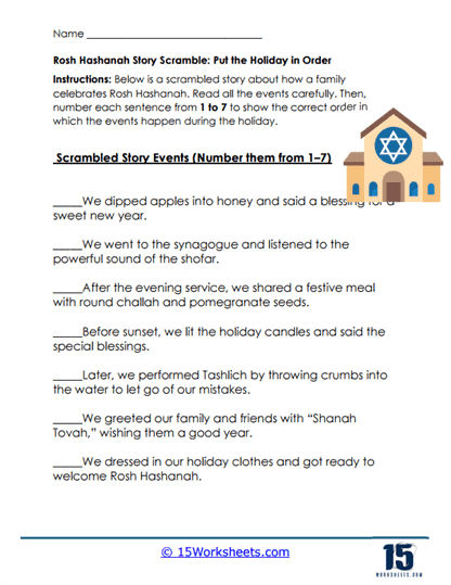Rosh Hashanah Worksheets