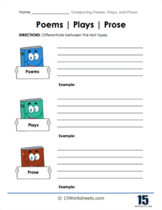 Comparing Poems, Plays, and Prose Worksheets - 15 Worksheets.com