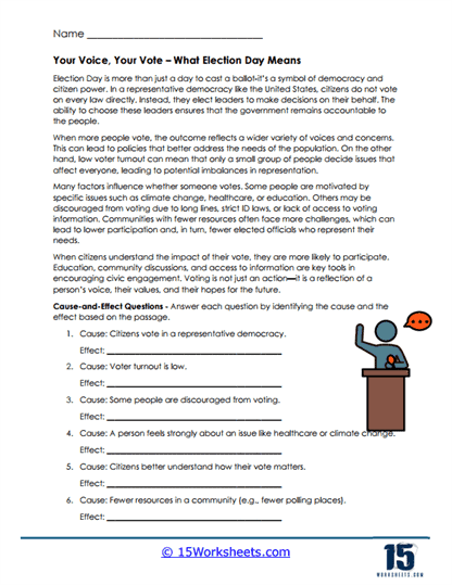 Vote Meaning Worksheet