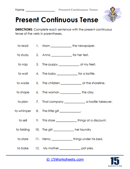 Tense Fillers Worksheet