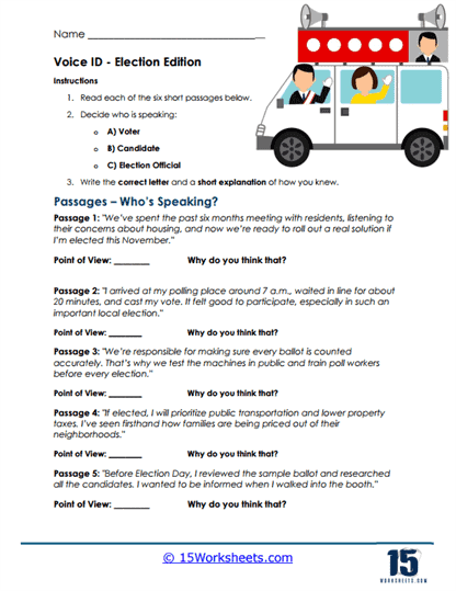 Election Day Worksheets