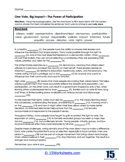 Vote Power Worksheet