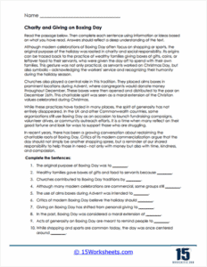 Boxing Day Worksheets - 15 Worksheets.com