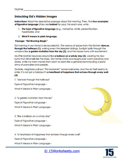 Eid Imagery Worksheet
