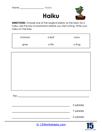 Subject Starter Worksheet