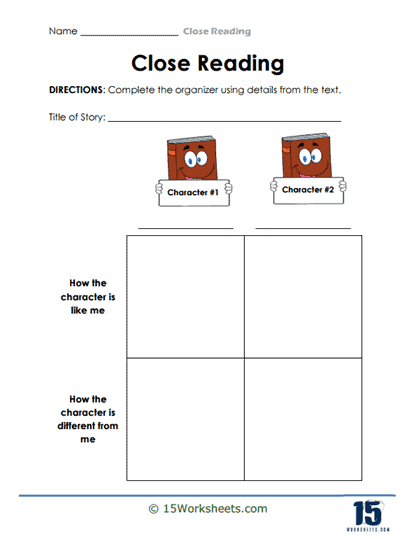 Character Compare Worksheet