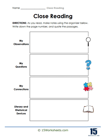 Reader's Lens Worksheet