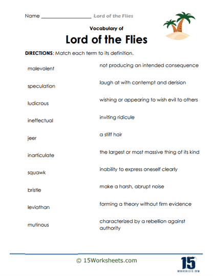 Match Mastery Worksheet