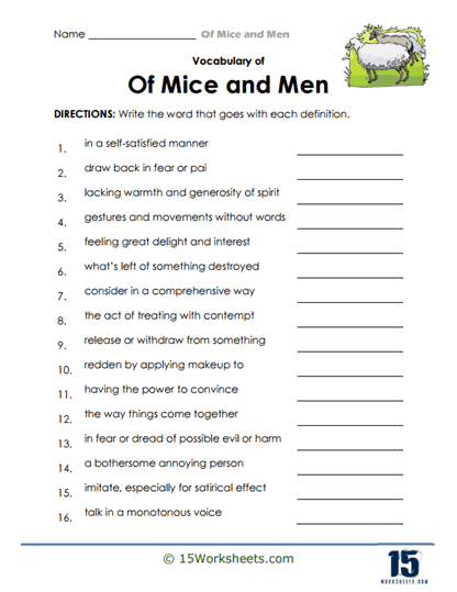 Definition Match Worksheet