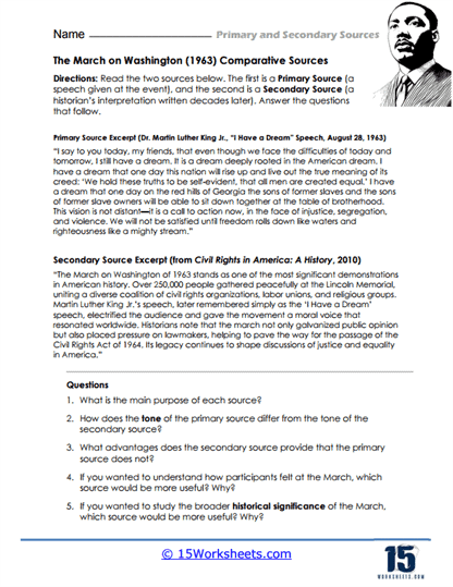 March Voices Worksheet