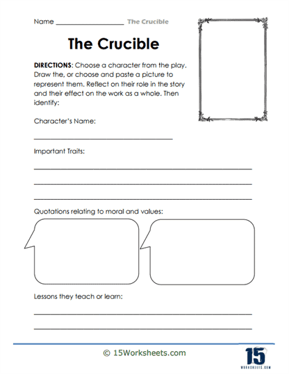 Character Canvas Worksheet