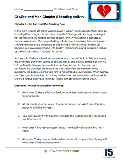 Shattered Dreams Worksheet