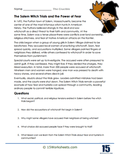 The Crucible Worksheets