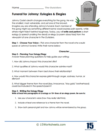 Eulogies for Johnny Worksheet
