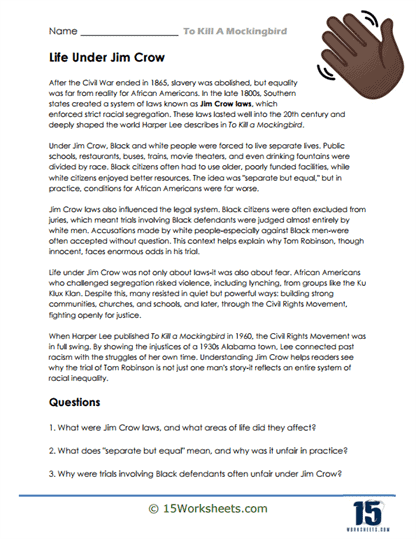 Crow's Shadow Worksheet