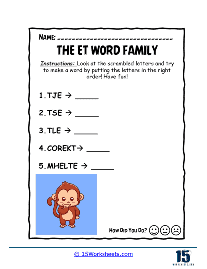 Monkey Jumbles Worksheet