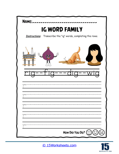 Word Rows Worksheet