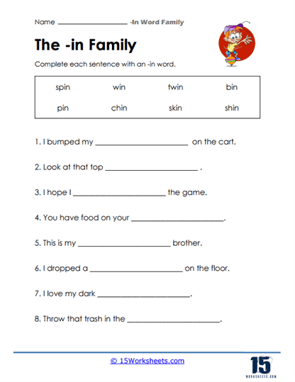 Sentence Spin Worksheet