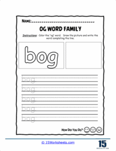 Og Word Family Worksheets | Literacy Activities - 15 Worksheets.com