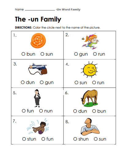 UN Word Family Worksheets