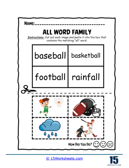 -all Word Family Worksheets