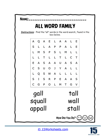 Tall Stall Worksheet